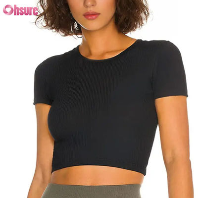 Atemberaubend schnell trocken nackt Gefühl hoch elastisch schön Rücken Frauen Sport T-Shirt Fitness Training Laufhemden für Frauen