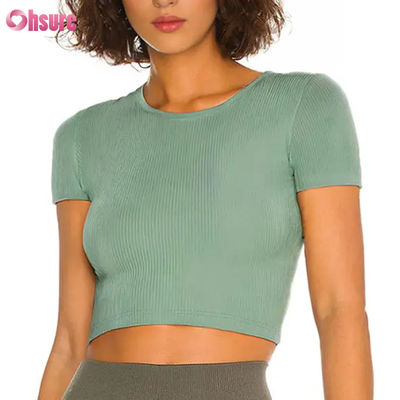 Atemberaubend schnell trocken nackt Gefühl hoch elastisch schön Rücken Frauen Sport T-Shirt Fitness Training Laufhemden für Frauen