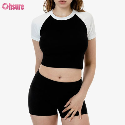 Premium 100% Baumwolle Sport Top für Frauen Stretchable Strick-Sleeve Atmung Casual Top mit Custom Logo Option