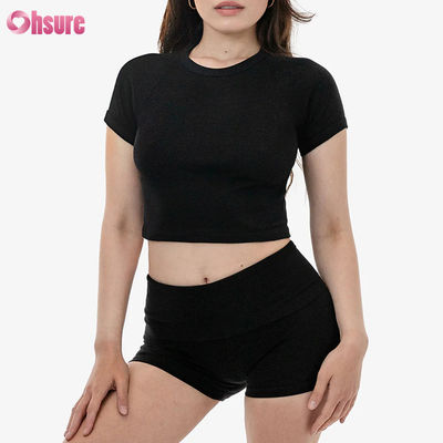 Premium 100% Baumwolle Sport Top für Frauen Stretchable Strick-Sleeve Atmung Casual Top mit Custom Logo Option