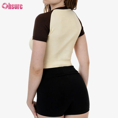 Premium 100% Baumwolle Sport Top für Frauen Stretchable Strick-Sleeve Atmung Casual Top mit Custom Logo Option