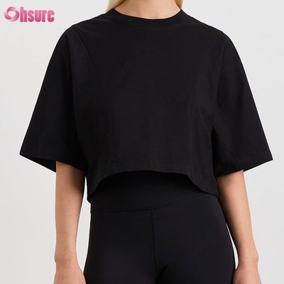 Custom Doppelseite O Hals Leere einfache Übergröße geschnitten Top Solid Casual Athletic Spandex Frauen Kurzärmel T-Shirt