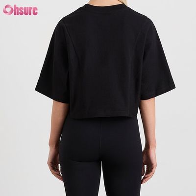 Custom Doppelseite O Hals Leere einfache Übergröße geschnitten Top Solid Casual Athletic Spandex Frauen Kurzärmel T-Shirt