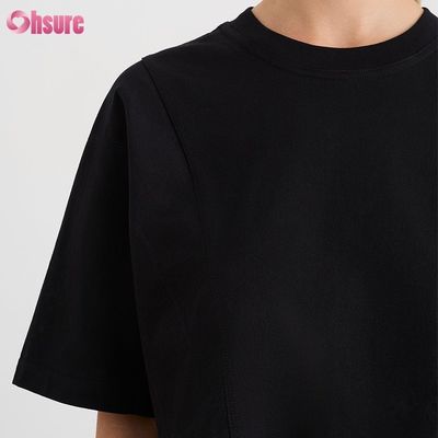 Custom Doppelseite O Hals Leere einfache Übergröße geschnitten Top Solid Casual Athletic Spandex Frauen Kurzärmel T-Shirt