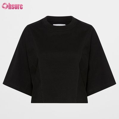 Custom Doppelseite O Hals Leere einfache Übergröße geschnitten Top Solid Casual Athletic Spandex Frauen Kurzärmel T-Shirt