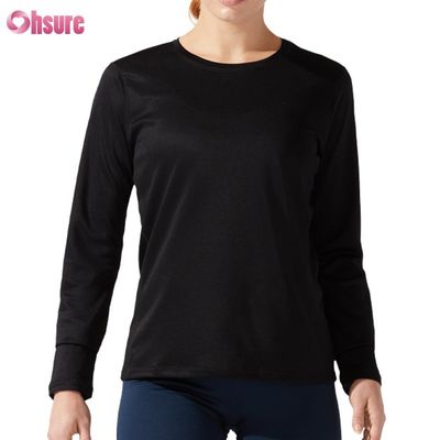 Custom Baumwolle Leere einfache Verlust passend schlanke Top Solid Casual Athletic Spandex Frauen Langärme T-Shirt