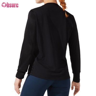 Custom Baumwolle Leere einfache Verlust passend schlanke Top Solid Casual Athletic Spandex Frauen Langärme T-Shirt