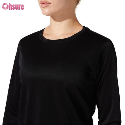 Custom Baumwolle Leere einfache Verlust passend schlanke Top Solid Casual Athletic Spandex Frauen Langärme T-Shirt