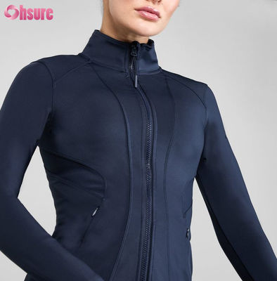 Anpassbare Damen Trainings-Reißverschluss Schnelltrocknende Oberbekleidung Sportbekleidung Langarmjacke Enge Lauf Fitness Top