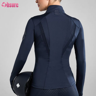 Anpassbare Damen Trainings-Reißverschluss Schnelltrocknende Oberbekleidung Sportbekleidung Langarmjacke Enge Lauf Fitness Top