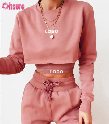 Massivfarbiger Bio-Baumwollstoff 3 Stück Crop Top Jogger Set 2025 Kausal Zwei Stück Loungewear Sets für Frauen Lounge Wear Sets