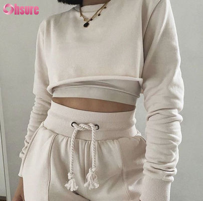 Massivfarbiger Bio-Baumwollstoff 3 Stück Crop Top Jogger Set 2025 Kausal Zwei Stück Loungewear Sets für Frauen Lounge Wear Sets