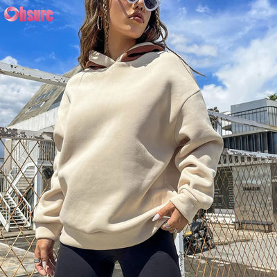 Hochwertige französische Terry Hoodies für Frauen Streetwear Hochwertige Grundkleidung Drop Shoulder Broderierte Hoodie