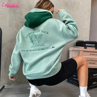 Hochwertige französische Terry Hoodies für Frauen Streetwear Hochwertige Grundkleidung Drop Shoulder Broderierte Hoodie