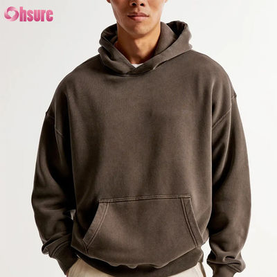 Hochwertiger 400 GSM French Terry Baumwoll-Hoodie Unisex Weich Einfarbig Dick mit individuellem Logo 100% Baumwolle für Winter