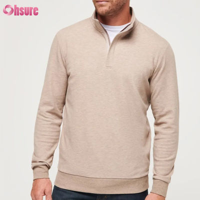 Hohe Qualität Slim Fit Golf Pullover für Männer mit Warm Quarter Zip Long Sleeve Fleece in Custom Logo Solid Soft Farbe für den Winter