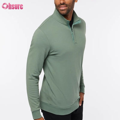 Hohe Qualität Slim Fit Golf Pullover für Männer mit Warm Quarter Zip Long Sleeve Fleece in Custom Logo Solid Soft Farbe für den Winter