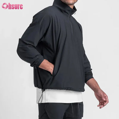 Herren hochwertige Quarter Zipper Wasserdichte Atmungstechnische Gewebejacke mit verstellbarem Boden Halbzip Design Mock-Hals für den Winter