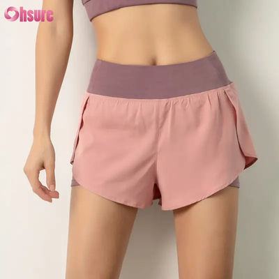 Hochwertige 2-in-1-Workout-Shorts für Damen, leicht, schnell trocknend, Gymnastik, Training, Yoga-Shorts mit Handytasche, atmungsaktiv