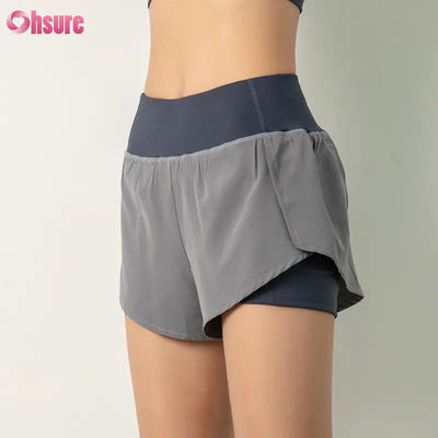 Hochwertige 2-in-1-Workout-Shorts für Damen, leicht, schnell trocknend, Gymnastik, Training, Yoga-Shorts mit Handytasche, atmungsaktiv