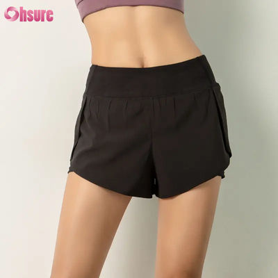 Hochwertige 2-in-1-Workout-Shorts für Damen, leicht, schnell trocknend, Gymnastik, Training, Yoga-Shorts mit Handytasche, atmungsaktiv
