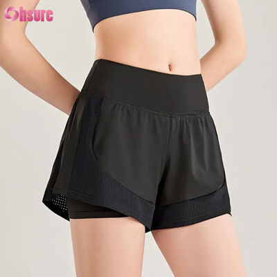 Weibliche Hochwaage Nahtlose Fitness-Trainingshorts Atmungssportlauftraining Joggingshorts Großhandel