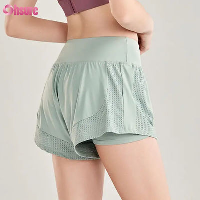 Weibliche Hochwaage Nahtlose Fitness-Trainingshorts Atmungssportlauftraining Joggingshorts Großhandel