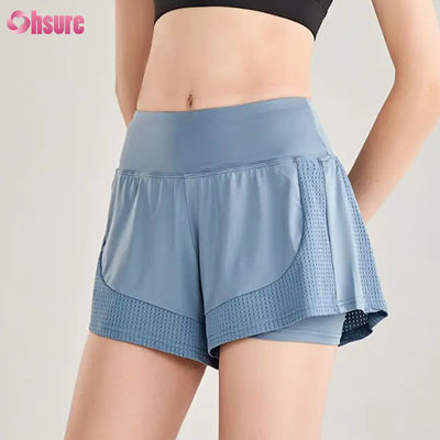 Weibliche Hochwaage Nahtlose Fitness-Trainingshorts Atmungssportlauftraining Joggingshorts Großhandel