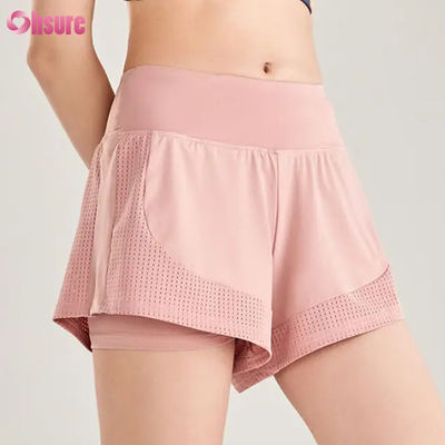 Weibliche Hochwaage Nahtlose Fitness-Trainingshorts Atmungssportlauftraining Joggingshorts Großhandel