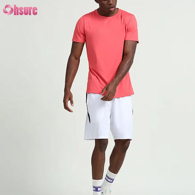 Maßgeschneiderte Trainingskleidung Sommer Farbe Festfarbe Kurzärme Herren T-Shirts Lauf Fitness Outdoor Basketball Sportbekleidung für Männer