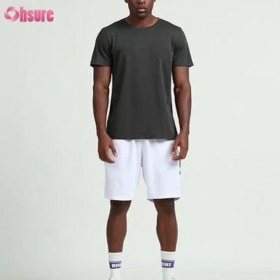 Maßgeschneiderte Trainingskleidung Sommer Farbe Festfarbe Kurzärme Herren T-Shirts Lauf Fitness Outdoor Basketball Sportbekleidung für Männer