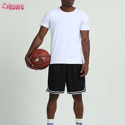 Maßgeschneiderte Trainingskleidung Sommer Farbe Festfarbe Kurzärme Herren T-Shirts Lauf Fitness Outdoor Basketball Sportbekleidung für Männer