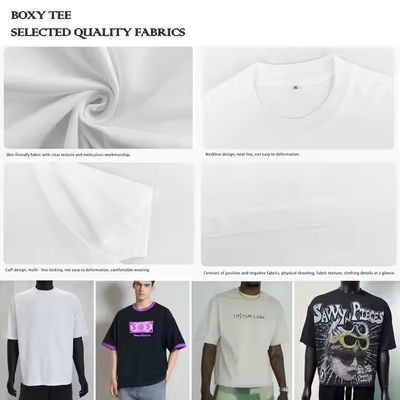 250-300gm Drop Shoulder Graphisch Schwergewichts-T-Shirt Luxus Blank Schwere Baumwolle Straßenbekleidung Boxy Oversized Custom T-Shirt für Männer