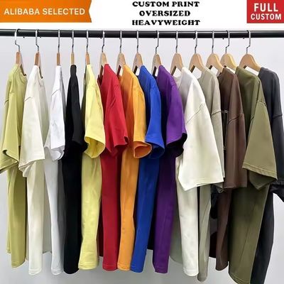 250-300gm Drop Shoulder Graphisch Schwergewichts-T-Shirt Luxus Blank Schwere Baumwolle Straßenbekleidung Boxy Oversized Custom T-Shirt für Männer