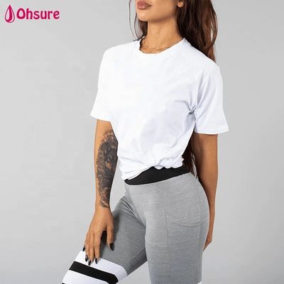 Weißes T-Shirt Atmungsfähige Baumwolle Spandex Loose Fit Training Gym Tragen Sport T-Shirts Top Qualität Leere Mädchen Frauen Casual