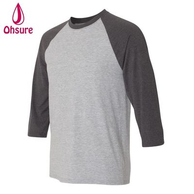 Fitness-T-Shirt mit Dreiviertelärmeln, Baumwoll-Tops, lässige T-Shirts, Rundhalsausschnitt, Herren-T-Shirt, zweifarbiger Patchwork-Sport-T-Shirt