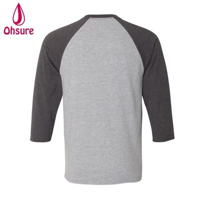 Fitness-T-Shirt mit Dreiviertelärmeln, Baumwoll-Tops, lässige T-Shirts, Rundhalsausschnitt, Herren-T-Shirt, zweifarbiger Patchwork-Sport-T-Shirt