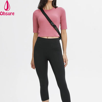 Running Wear Ellenbogen Ärmel T-Shirts Damen Top Runden Hals Schlanker Fit Schnell Trocken Feuchtigkeit Wicking Sport Casual Druck für Frauen