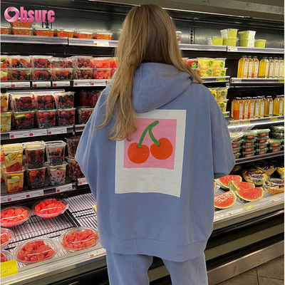 OEM Sportswear Benutzerdefiniertes Logo Übergroßer French Terry Kapuzenpullover Blanko Sweatshirt Pullover mit Tasche Damen Baumwoll-Pullover Hoodie