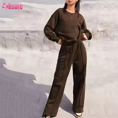 Neues Sport Fitnessstudio Jogger Joggen Solidfarbe Herbst Winter Sweater Hemd und Hosen Zwei-Stücke Hosen Set Trainingsanzüge für Frauen