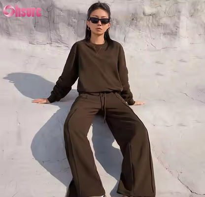 Neues Sport Fitnessstudio Jogger Joggen Solidfarbe Herbst Winter Sweater Hemd und Hosen Zwei-Stücke Hosen Set Trainingsanzüge für Frauen