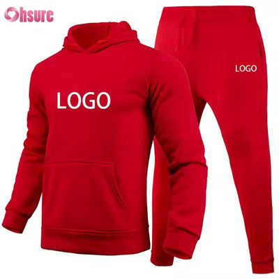 Custom Männer Hoodies und Jogger Sets Solides Logo Brauner Sweatsuit Unisex Locker Baumwolle Gürtel Unisex Tracksuit
