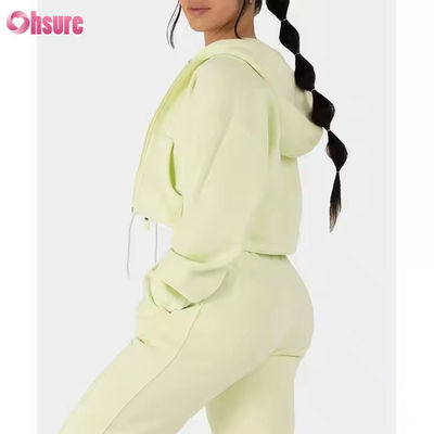 Damen-Zwei-Teil-Outfits Sweatsuit Fleece Long Sleeve Zip Up Hoodies Schnitt-Sweatshirts Sweatpants Jogger Set