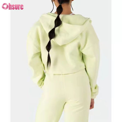 Damen-Zwei-Teil-Outfits Sweatsuit Fleece Long Sleeve Zip Up Hoodies Schnitt-Sweatshirts Sweatpants Jogger Set