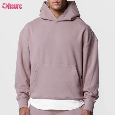 Heiß verkaufter übergroßer Sport-Hoodie für Herren, 100 % Baumwolle, Basic, einfarbig, langärmliger Pullover-Sweatshirt, Tasche, Winter, Basic-Jersey