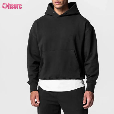Heiß verkaufter übergroßer Sport-Hoodie für Herren, 100 % Baumwolle, Basic, einfarbig, langärmliger Pullover-Sweatshirt, Tasche, Winter, Basic-Jersey