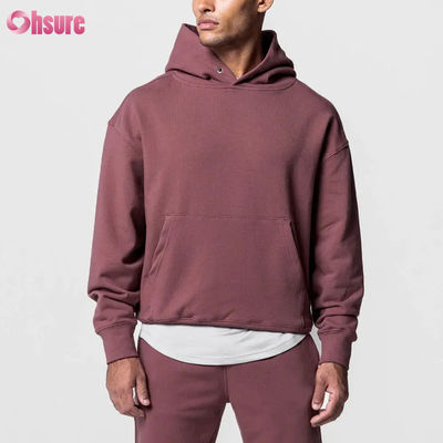 Heiß verkaufter übergroßer Sport-Hoodie für Herren, 100 % Baumwolle, Basic, einfarbig, langärmliger Pullover-Sweatshirt, Tasche, Winter, Basic-Jersey