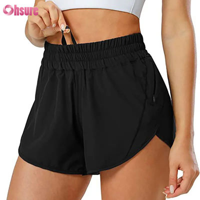 Mode-Frauen Schnelltrocknungs-Drawstring-Design-Sport-Shorts mit Reißverschluss