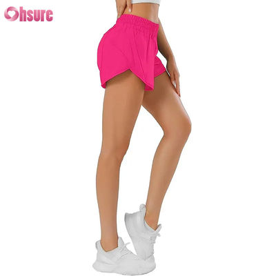 Mode-Frauen Schnelltrocknungs-Drawstring-Design-Sport-Shorts mit Reißverschluss