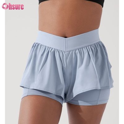 Custom Frauen 2 in 1 Fitness-Shorts Fitness-Lining Plus-Größe Elastische Band Training Gym-Shorts für Frauen